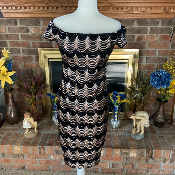 Bisou Bisou Dresses & Skirts - Bisou Bisou off shoulder sequined dress